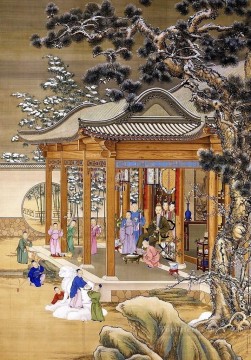 中国 Painting - 雪の中で輝くラング皇帝アンティーク中国